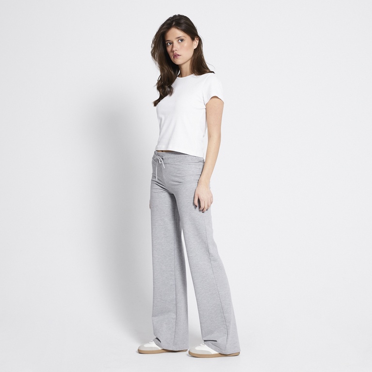 Low waist fitted pants "Ebba" Grey Melange